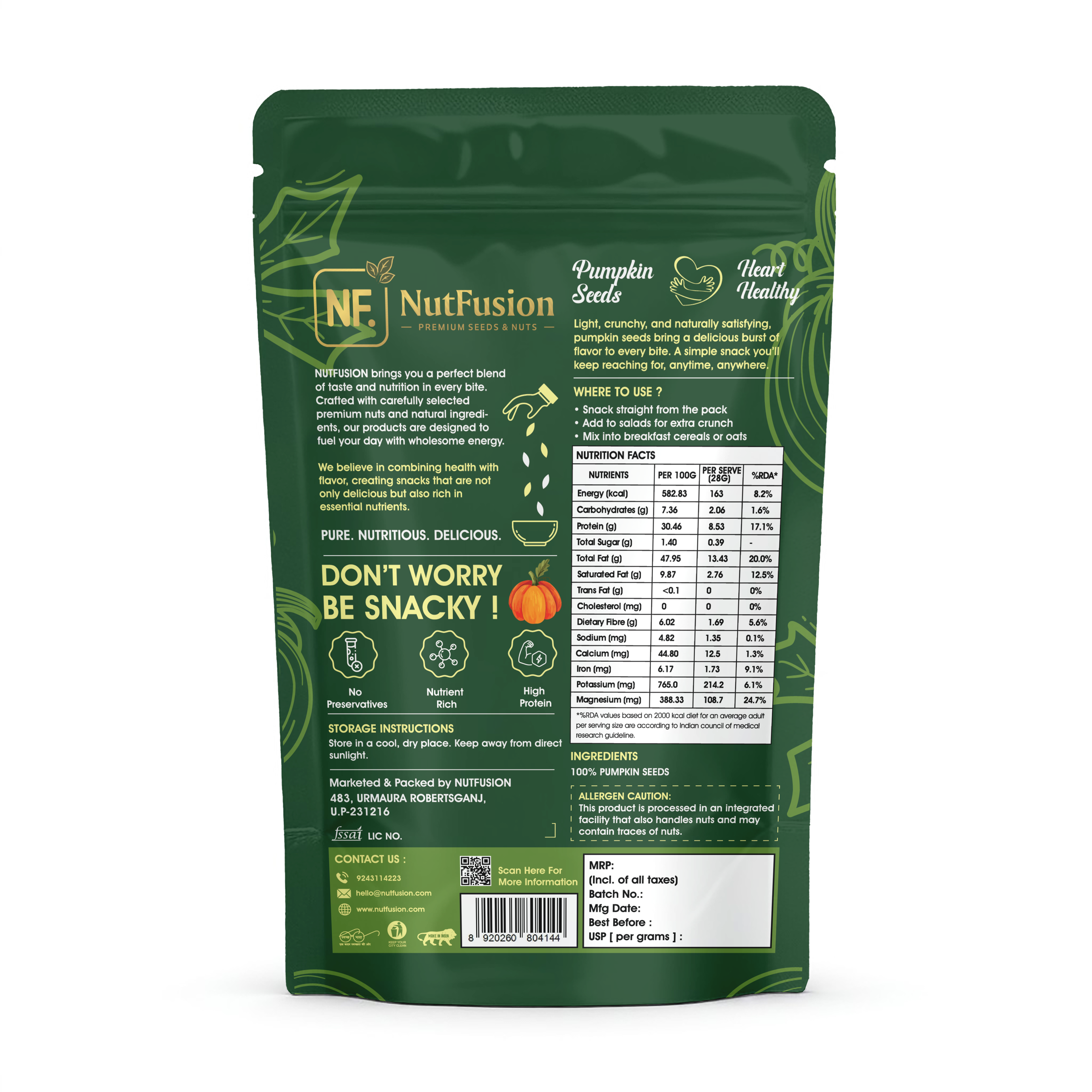 Nutfusion Pumpkin Seeds 200gm