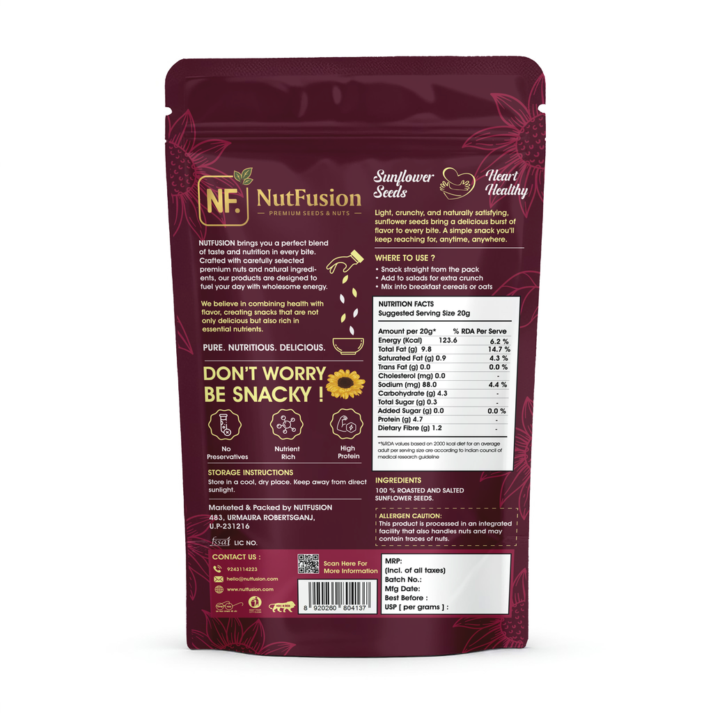 Nutfusion Roasted & Salted Sunflower Seeds 200gm/6pc